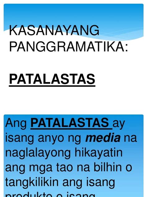 ano ang patalastas|PATALASTAS: Tagalog.
